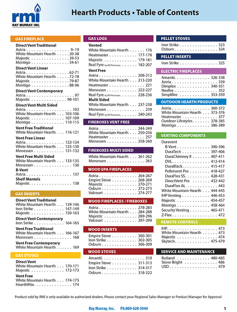 Hearth Catalog 2024-2025 Table of Contents